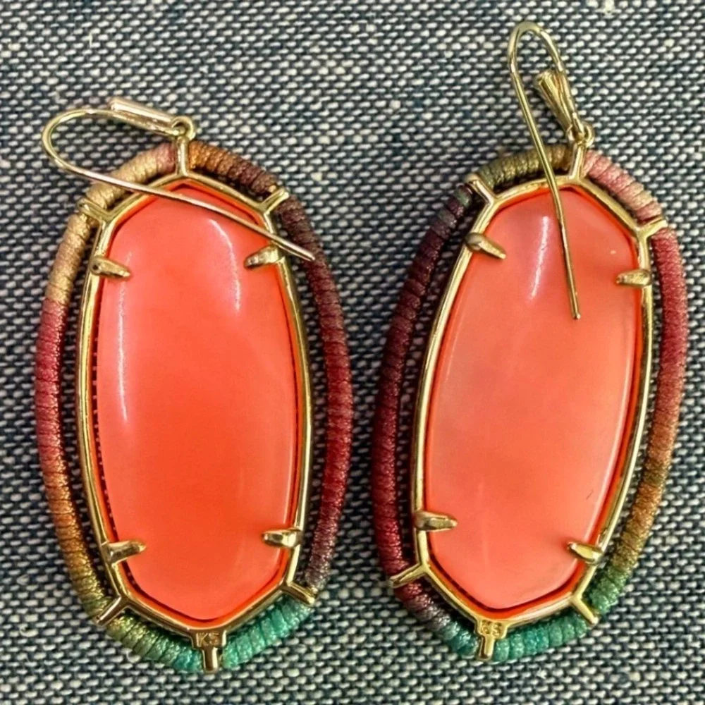 Kendra Scott Elle Threaded Drop Earring in Coral Illusion Gold Tone Multicolor